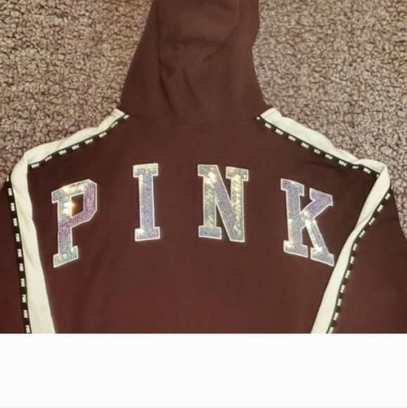 VS Pink NWOT Bling 💫 Sequin Hoodie Sweater. L - Picture 6 of 9